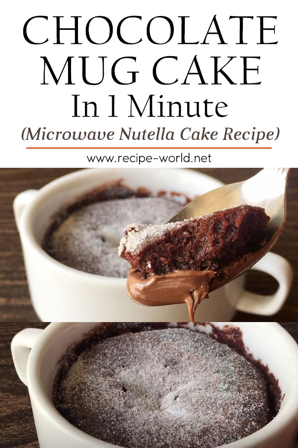 Chocolate Mug Cake In 1 Minute - Microwave Nutella Cake