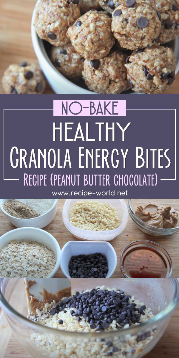 No-Bake Healthy Granola Energy Bites Recipe (Peanut Butter Chocolate)